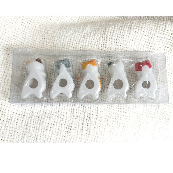 Japanese chopstick holders, ceramic cats, A set of 5,  never been used - Picture 2 of 8